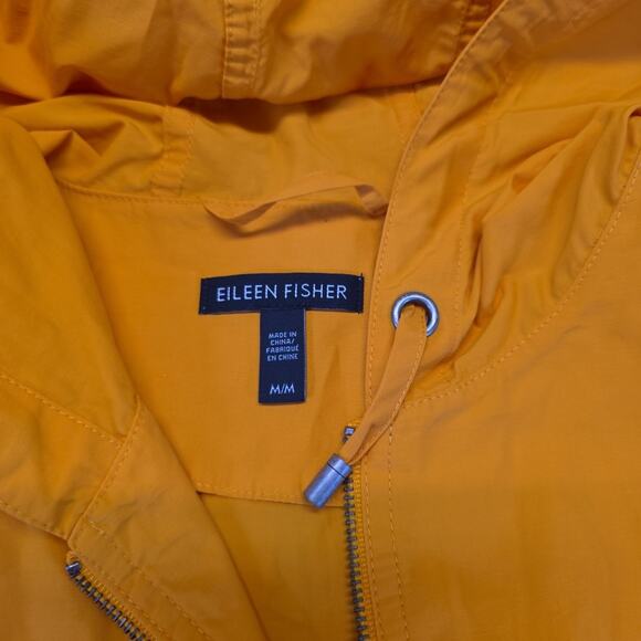 EILEEN FISHER Women's Hooded Windbreaker Front Zip Jacket Mango Orange Sz M - Picture 7 of 13